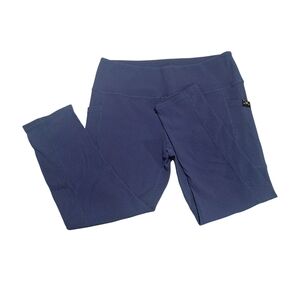 CVG Blue Ribbed Capri Leggings with Pockets
